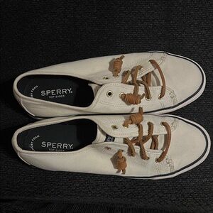 Sperry Women's Canvas Boat Shoes with Tan Laces
